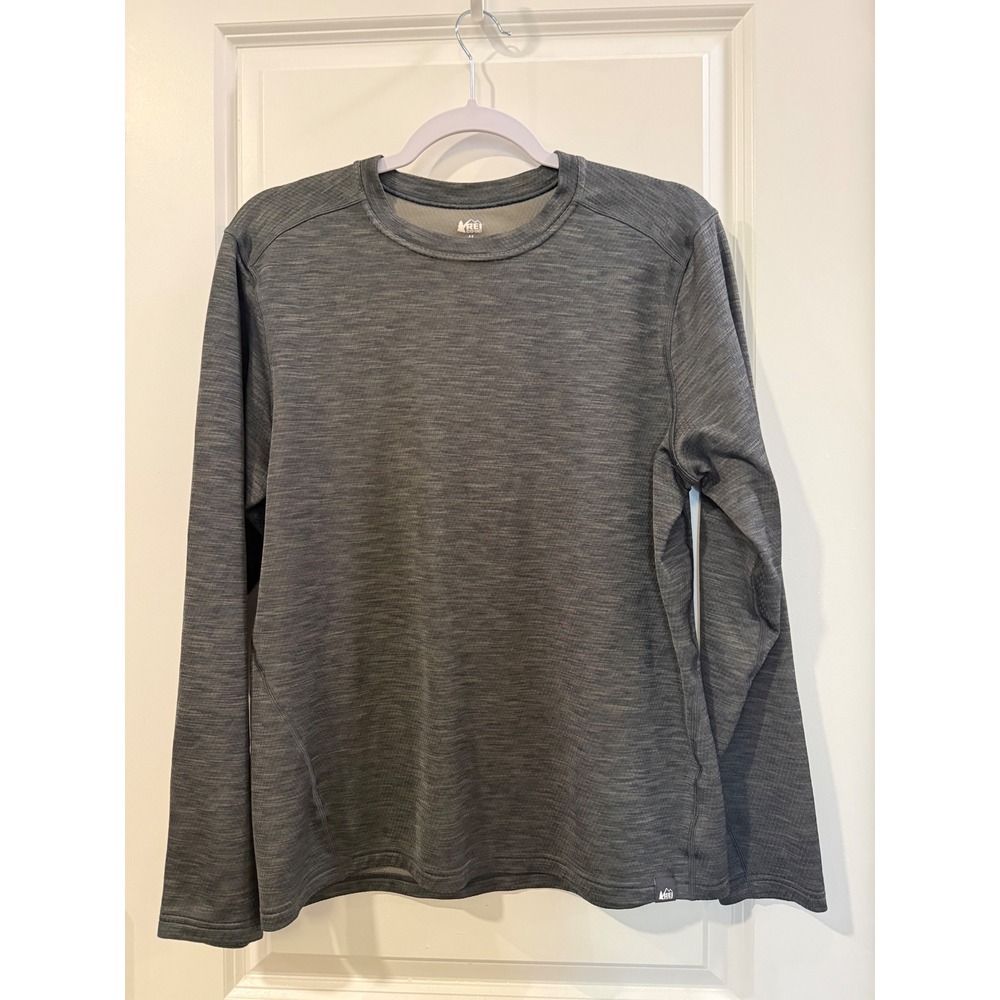 REI Co-op Mens Long Sleeve‎ Performance Shirt Gray Heathered Base Layer Medium